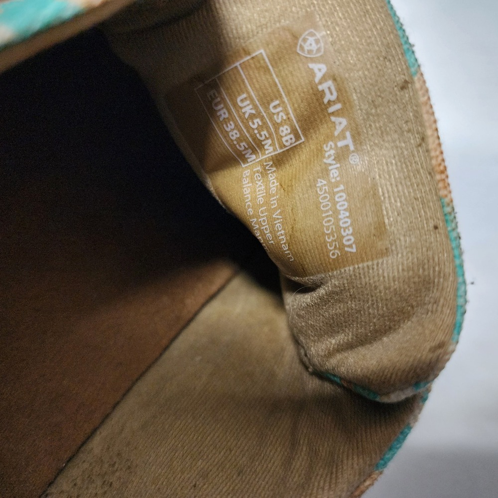 Ariat Hilo Slip On Shoes Womens Size 8 Turquoise Western Aztec Saddle Blanket - Picture 6 of 11